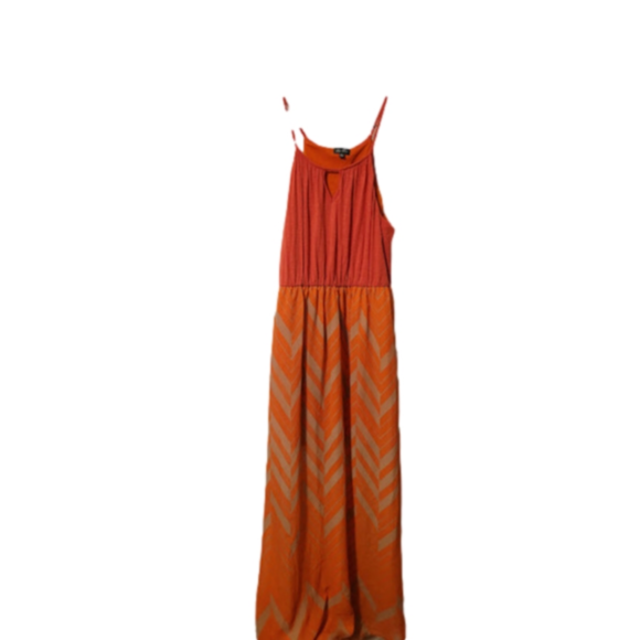 Lily Rose Dresses & Skirts - Maxi Dress with Orange and Nude Abstract Pattern size M